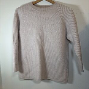 Poetry Women's Wool Cotton Blend Cream Colored Sweater Size 8/10 Cable Knit